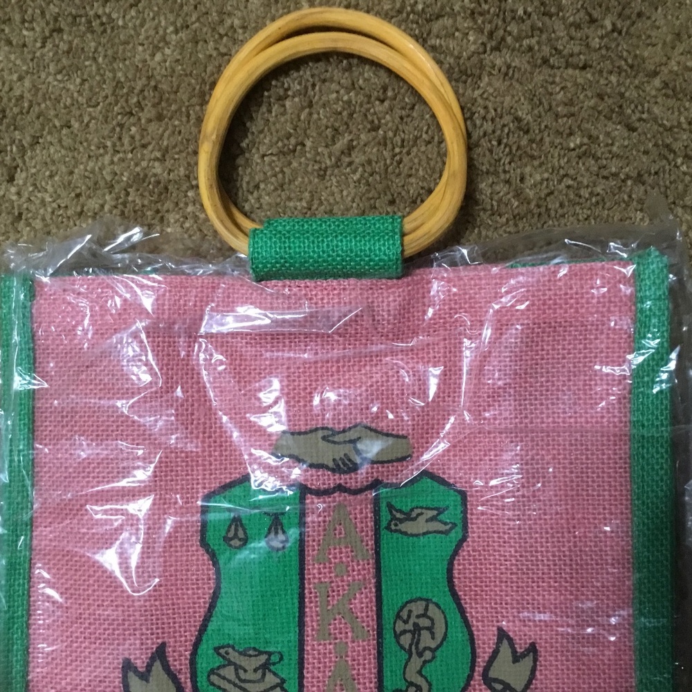 AKA Sorority Jute Bag Shield on both sides - Picture 3 of 5